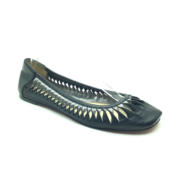Christian Louboutin Leather Square Toe Flats Size: 8.5